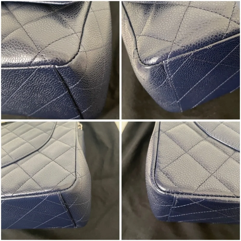 Sold Chanel Navy Caviar Maxi Double Flap bag - Picture 11 of 15